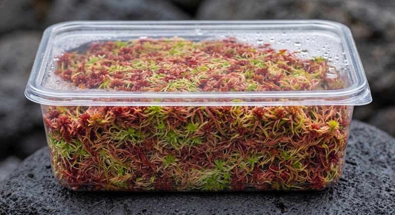 Gereinigte Sphagnum-Einzelpflanzen in einer Schale